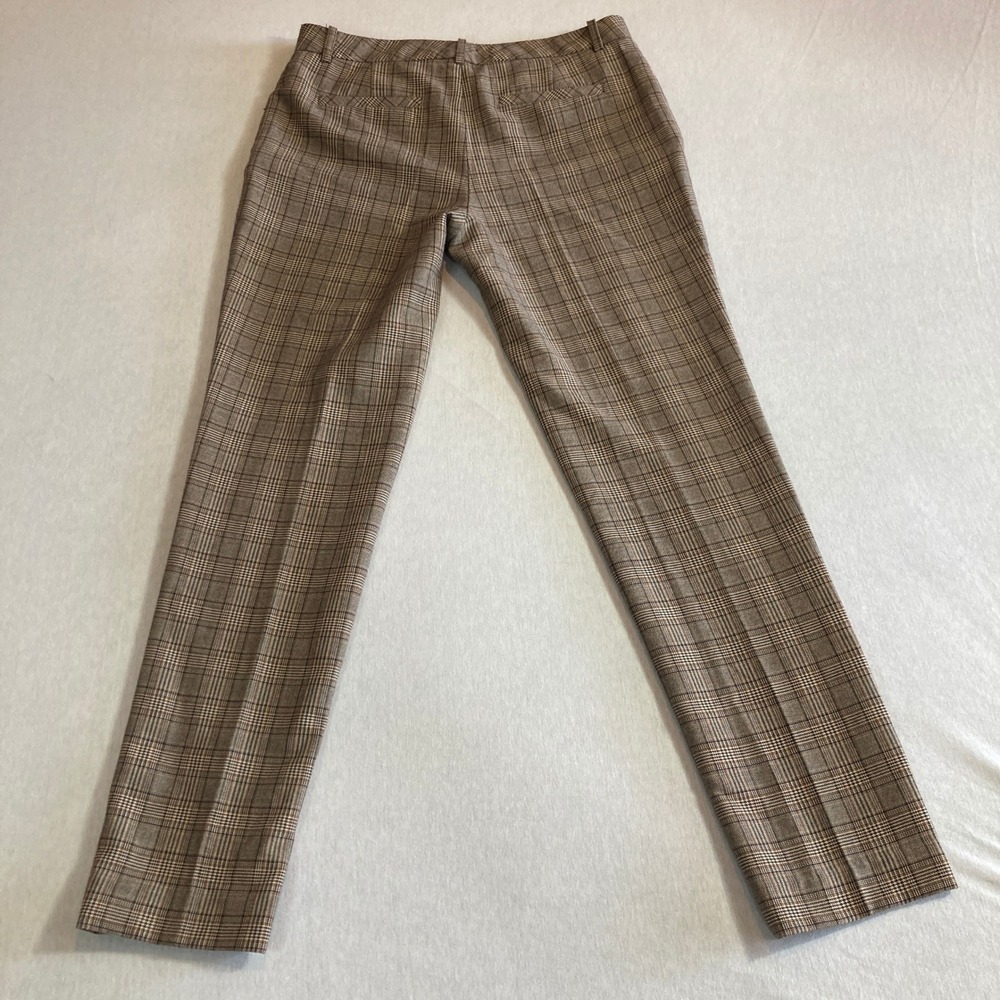 Tommy Hilfiger Women 4 Brown Glen Plaid Slim Leg Trousers H98PZ16B Business - Picture 2 of 12